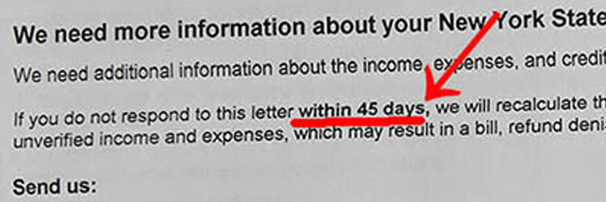 Tax audit letter from 2018